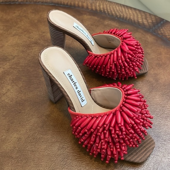 Charles David Women's Red Hottie Block Heel Sandals Size 6 M NEW WITHOUT BOX - Picture 3 of 6